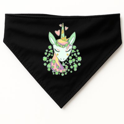 Cute St Patrick's Day Unicorn Shamrocks Clovers USA-Made Doggie Bandana