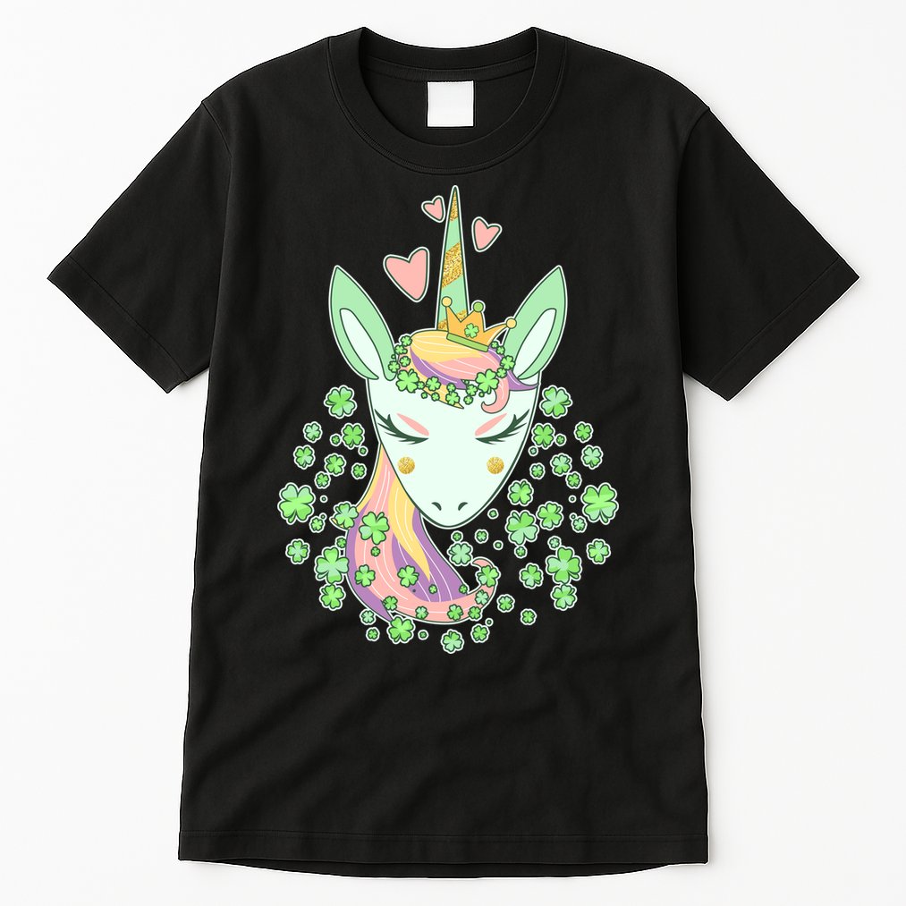 Cute St Patrick's Day Unicorn Shamrocks Clovers Tall T-Shirt