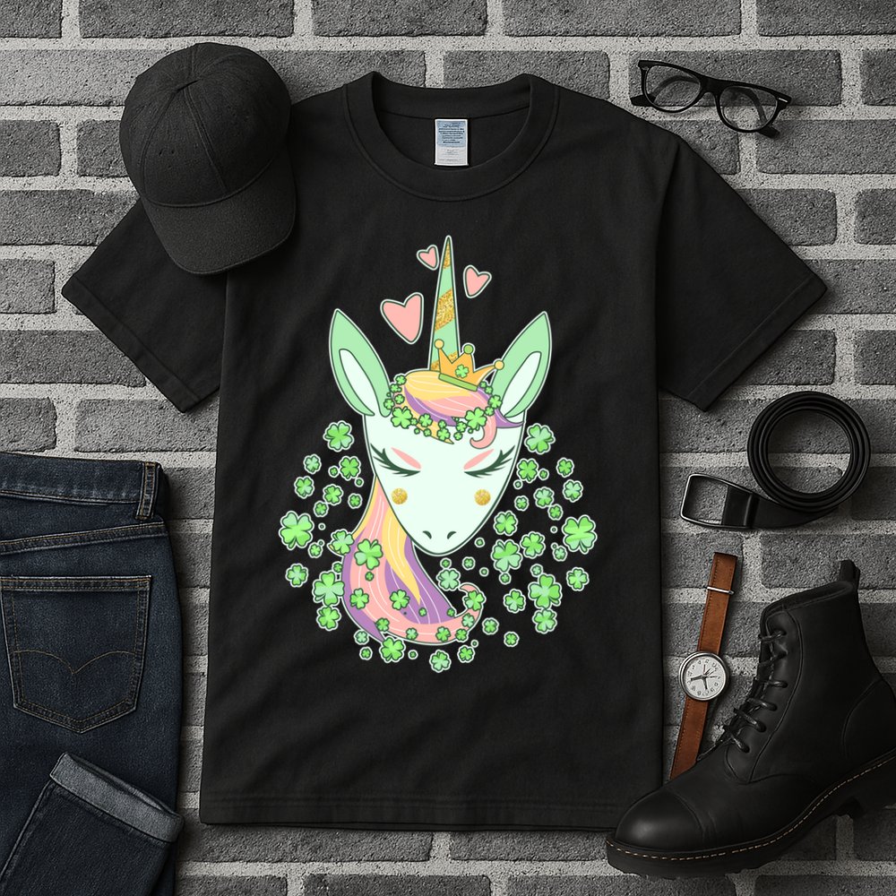 Cute St Patrick's Day Unicorn Shamrocks Clovers Tall T-Shirt