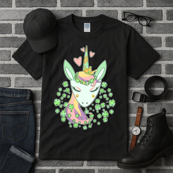 Cute St Patrick's Day Unicorn Shamrocks Clovers Tall T-Shirt