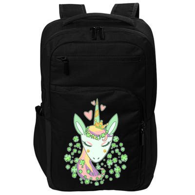 Cute St Patrick's Day Unicorn Shamrocks Clovers Impact Tech Backpack