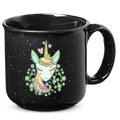 Cute St Patrick's Day Unicorn Shamrocks Clovers 15oz Campfire Ceramic Mug