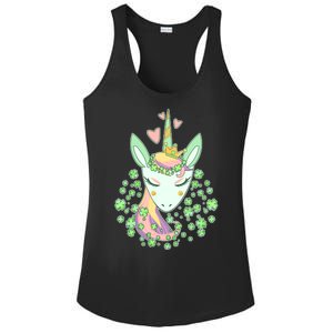 Cute St Patrick's Day Unicorn Shamrocks Clovers Ladies PosiCharge Competitor Racerback Tank