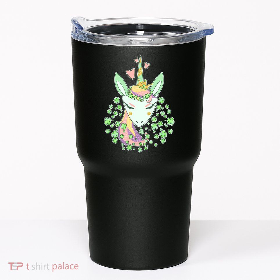 Cute St Patrick's Day Unicorn Shamrocks Clovers Tumbler