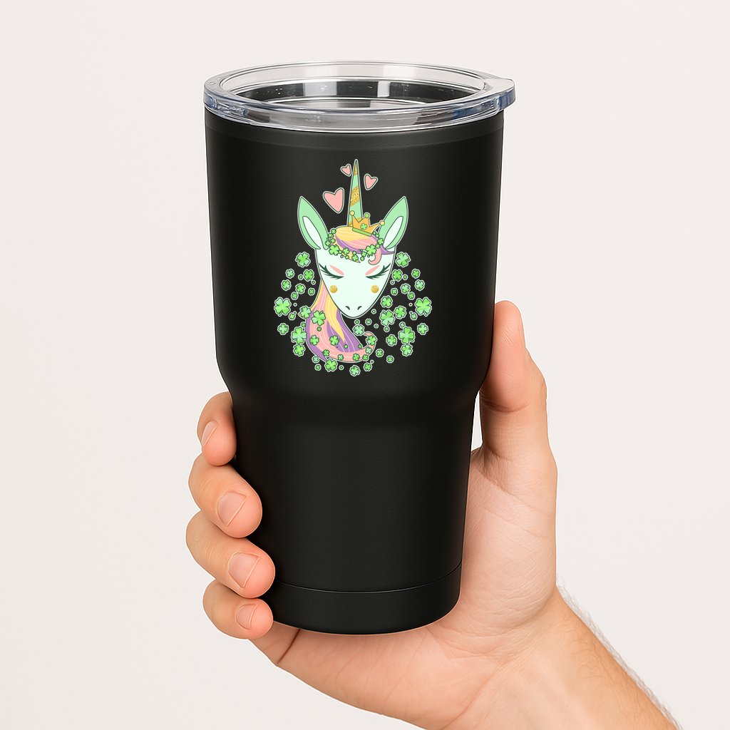 Cute St Patrick's Day Unicorn Shamrocks Clovers Tumbler