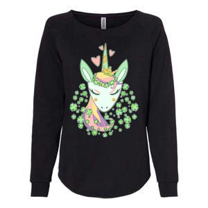 Cute St Patrick's Day Unicorn Shamrocks Clovers Womens California Wash Sweatshirt