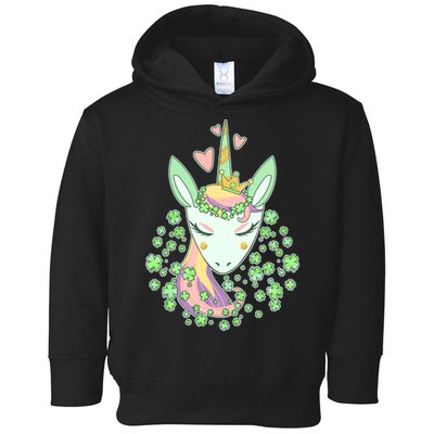 Cute St Patrick's Day Unicorn Shamrocks Clovers Toddler Hoodie