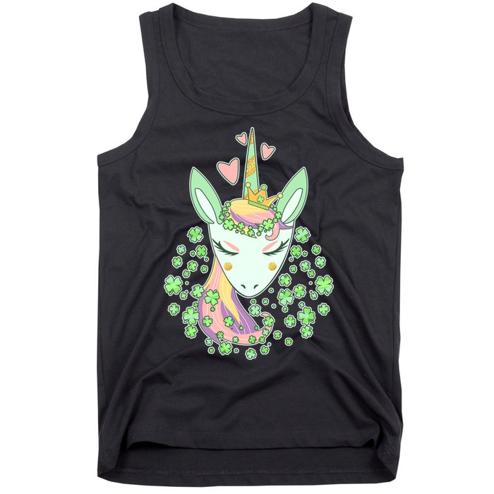 Cute St Patrick's Day Unicorn Shamrocks Clovers Tank Top