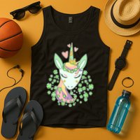 Cute St Patrick's Day Unicorn Shamrocks Clovers Tank Top