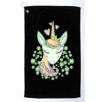 Cute St Patrick's Day Unicorn Shamrocks Clovers Golf Towel