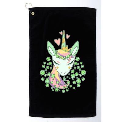 Cute St Patrick's Day Unicorn Shamrocks Clovers Platinum Collection Golf Towel