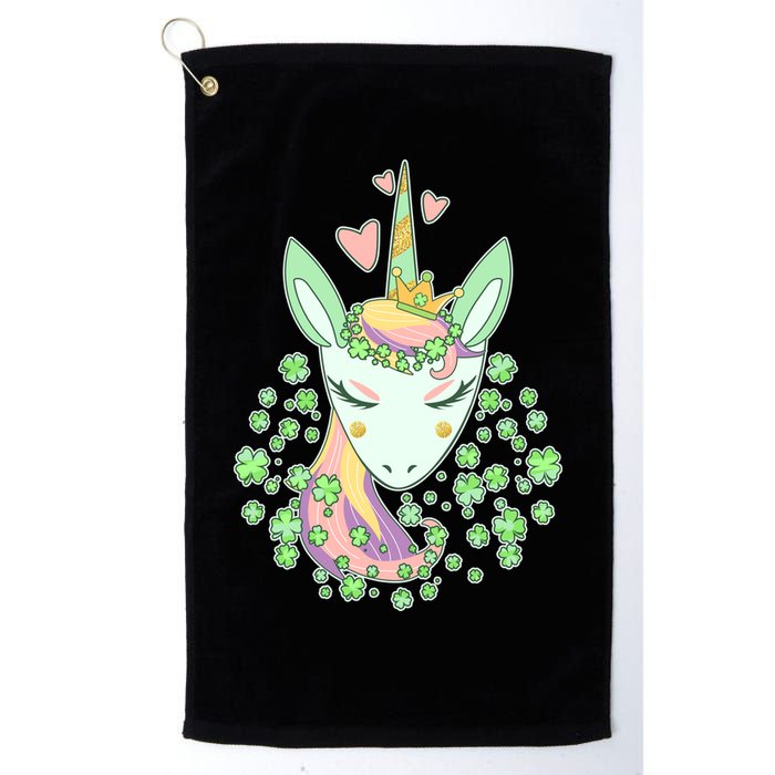 Cute St Patrick's Day Unicorn Shamrocks Clovers Golf Towel