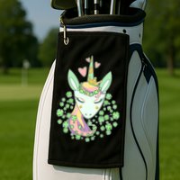 Cute St Patrick's Day Unicorn Shamrocks Clovers Golf Towel