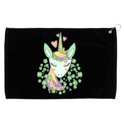 Cute St Patrick's Day Unicorn Shamrocks Clovers Grommeted Golf Towel