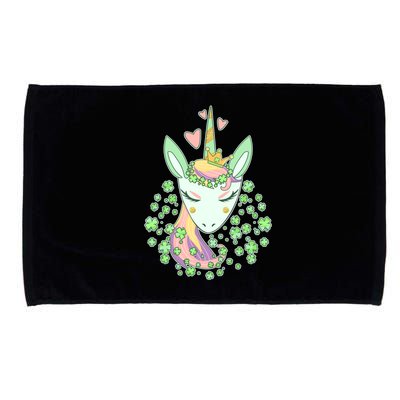 Cute St Patrick's Day Unicorn Shamrocks Clovers Microfiber Hand Towel