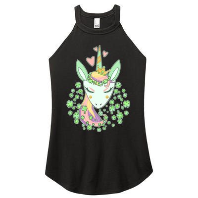 Cute St Patrick's Day Unicorn Shamrocks Clovers Women's Perfect Tri Rocker Tank