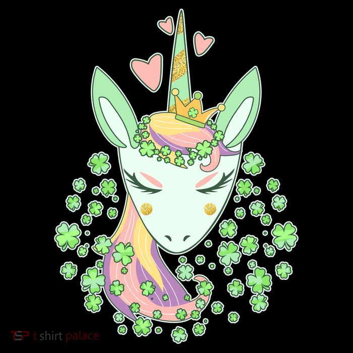 Cute St Patrick's Day Unicorn Shamrocks Clovers Kids T-Shirt