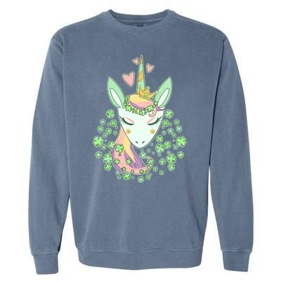 Cute St Patrick's Day Unicorn Shamrocks Clovers Garment-Dyed Sweatshirt