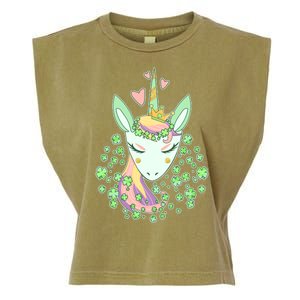 Cute St Patrick's Day Unicorn Shamrocks Clovers Garment-Dyed Women's Muscle Tee