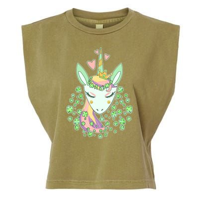 Cute St Patrick's Day Unicorn Shamrocks Clovers Garment-Dyed Women's Muscle Tee
