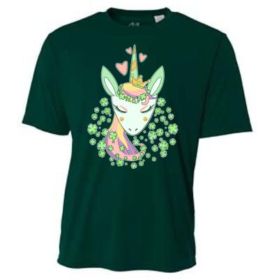 Cute St Patrick's Day Unicorn Shamrocks Clovers Cooling Performance Crew T-Shirt