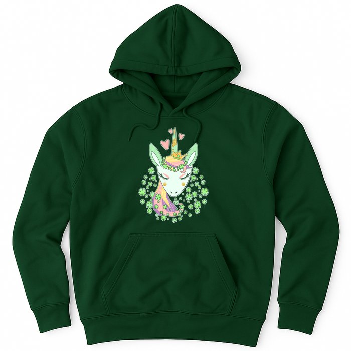 Cute St Patrick's Day Unicorn Shamrocks Clovers Hoodie