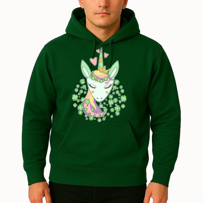 Cute St Patrick's Day Unicorn Shamrocks Clovers Hoodie
