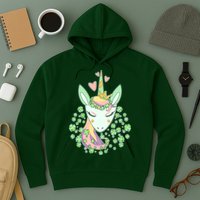 Cute St Patrick's Day Unicorn Shamrocks Clovers Hoodie