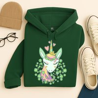 Cute St Patrick's Day Unicorn Shamrocks Clovers Hoodie