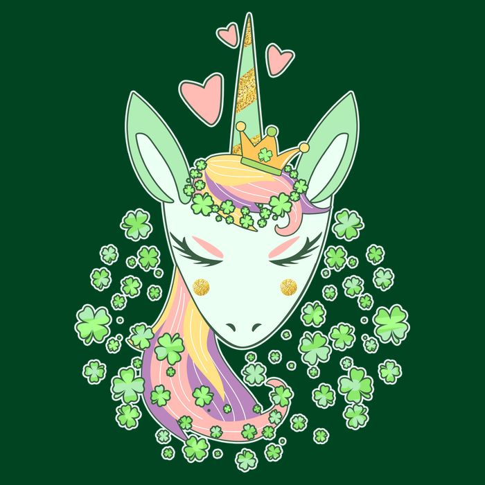 Cute St Patrick's Day Unicorn Shamrocks Clovers Full-Length Apron With Pockets