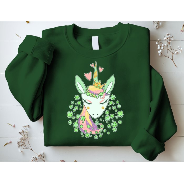 Cute St Patrick's Day Unicorn Shamrocks Clovers Sweatshirt
