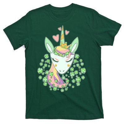 Cute St Patrick's Day Unicorn Shamrocks Clovers T-Shirt