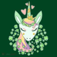 Cute St Patrick's Day Unicorn Shamrocks Clovers T-Shirt