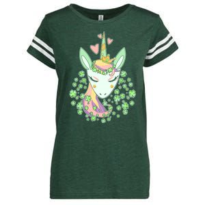 Cute St Patrick's Day Unicorn Shamrocks Clovers Enza Ladies Jersey Football T-Shirt