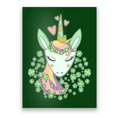 Cute St Patrick's Day Unicorn Shamrocks Clovers Poster