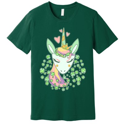 Cute St Patrick's Day Unicorn Shamrocks Clovers Premium T-Shirt