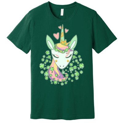 Cute St Patrick's Day Unicorn Shamrocks Clovers Premium T-Shirt