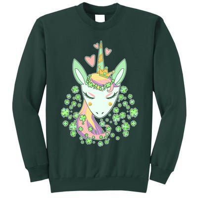 Cute St Patrick's Day Unicorn Shamrocks Clovers Tall Sweatshirt