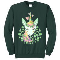 Cute St Patrick's Day Unicorn Shamrocks Clovers Tall Sweatshirt