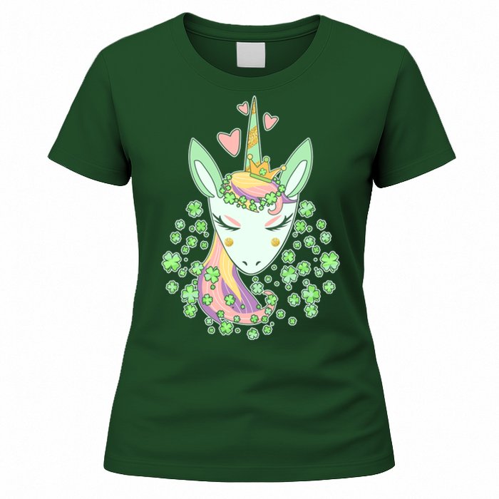 Cute St Patrick's Day Unicorn Shamrocks Clovers Women's T-Shirt