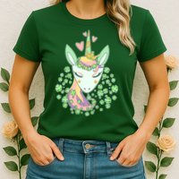 Cute St Patrick's Day Unicorn Shamrocks Clovers Womens T-Shirt