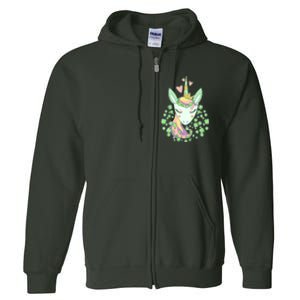 Cute St Patrick's Day Unicorn Shamrocks Clovers Full Zip Hoodie