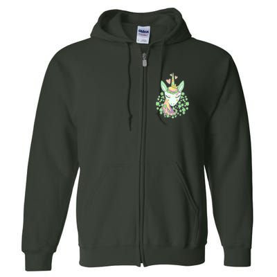 Cute St Patrick's Day Unicorn Shamrocks Clovers Full Zip Hoodie