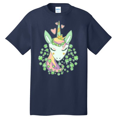 Cute St Patrick's Day Unicorn Shamrocks Clovers Tall T-Shirt