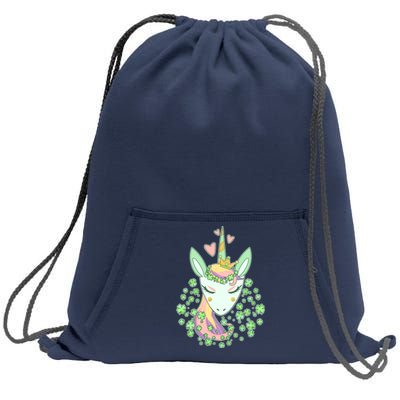 Cute St Patrick's Day Unicorn Shamrocks Clovers Sweatshirt Cinch Pack Bag