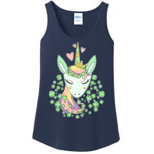 Cute St Patrick's Day Unicorn Shamrocks Clovers Ladies Essential Tank