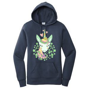 Cute St Patrick's Day Unicorn Shamrocks Clovers Women's Pullover Hoodie