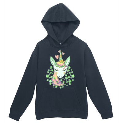 Cute St Patrick's Day Unicorn Shamrocks Clovers Urban Pullover Hoodie