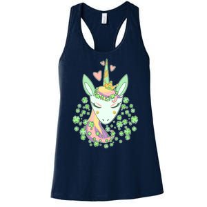 Cute St Patrick's Day Unicorn Shamrocks Clovers Women's Racerback Tank