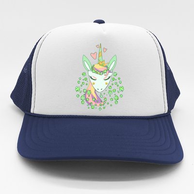 Cute St Patrick's Day Unicorn Shamrocks Clovers Trucker Hat